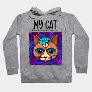 Funny Cat Design With Quirky Patch Design Hoodie